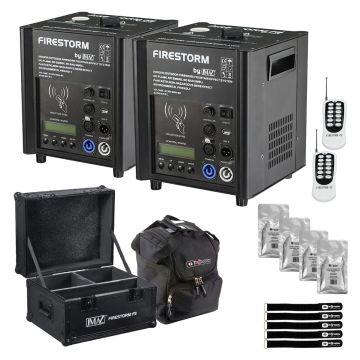 JMAZ Lighting JZ4001 Firestorm F3 (Black) 500W Cold Spark Machine 2-Pack with Road Case and Granules Package