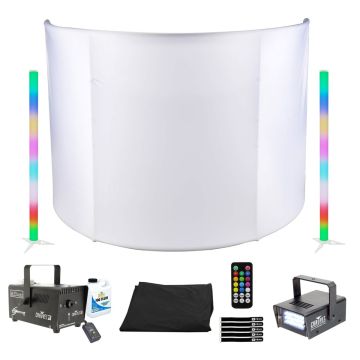 JMAZ Lighting JZ5010 Command Booth Event Facade with LED Tubes, Fog Machine & Strobe Light Package
