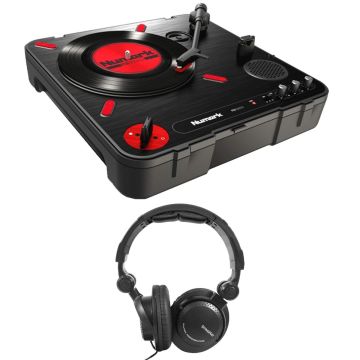 Numark PT01 Scratch Portable Turntable with Closed-Back Headphones Package