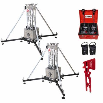 ProX XTP-GSBPACK3-PRO Ground Support Truss Tower Stage Lift Systems Dual Package with Manual Chain Stage Hoists