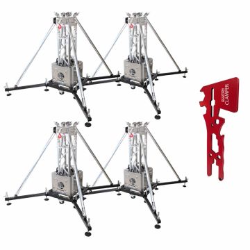 ProX XTP-GSBPACK3-PRO Ground Support Truss Tower Stage Lift Systems Four Package with Universal All-In-One Utility Truss Tool