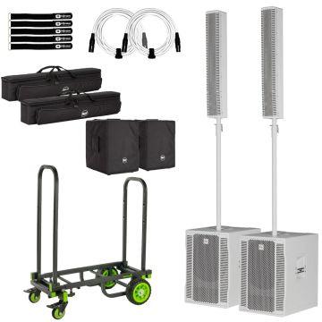 RCF EVOX 12 WHT Portable White Array PA Systems Pair with Covers & Multifunctional Trolley Package