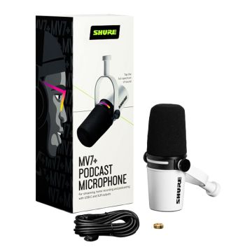 Shure MV7+-W XLR/USB Speech Microphone - White | IDJNOW