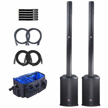 StudioMaster DIRECT121 Subwoofer & Compact Vertical Array Columns Pair with Utility Storage/Transport Bag Package