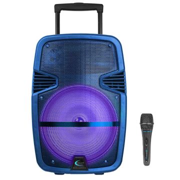 Technical Pro Blue Rechargeable Bluetooth LED Speaker with 10" Woofer & Microphone