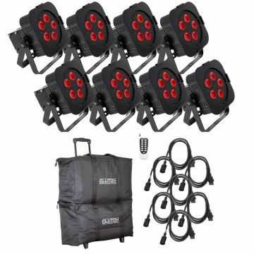 (8) ADJ WiFLY Par QA5 Rechargeable Wireless LED Wash Light Bundle