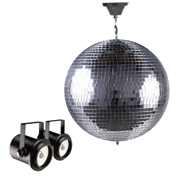 12" Glass Mirror Ball with Dual Pinspot Lighting Fixtures Package