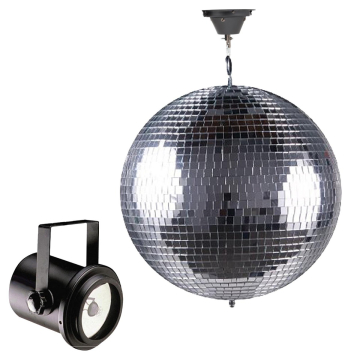 12" Glass Mirror Ball with Pinspot Lighting Fixture Package