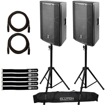 (2) DAS Altea 415A Powered 15" Two-way Loudspeakers with Clutch Heavy Duty Tripod Stands Package