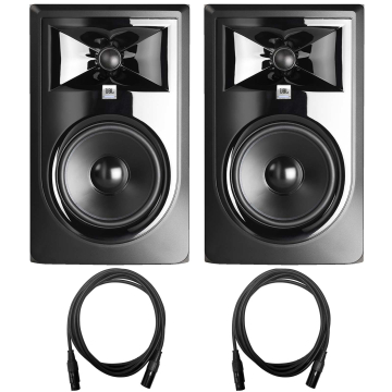 (2) JBL Professional 306P MkII Powered 6" Two-Way Studio Monitor Speakers with Cables Package
