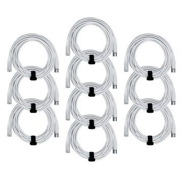 Clutch 20' White Sure-Fit XLR Female to XLR Male Microphone / Speaker Cable (10-pack)