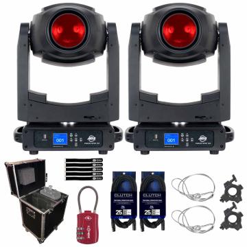 (2) ADJ Focus Spot 6Z Cool White LED Moving Head Spot Fixtures with Lighting Case Package