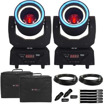 (2) Blizzard Lighting Hypno Beam LED Moving Head Lights with Carry Bags Package