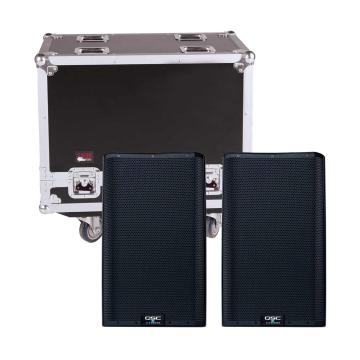 (2) QSC K12.2 K2 Series Two-Way 2000W 12-inch Powered Loudspeakers with Gator Tour Style Transporter Case Package