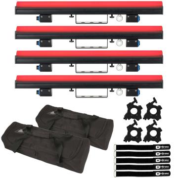 (4) ADJ Pixie Strip 30 Indoor 0.5 Meter LED Pixel Strips with Carry Cases Package