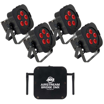 ADJ WIFLYPARAIRSTREAMPAK Lighting System with (4) WiFly Par QA5 Wash Fixtures and (1) Airstream DMX Bridge WiFi Interface