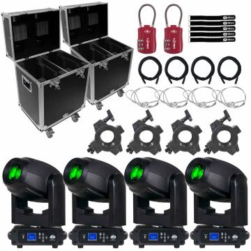 (4) ADJ Focus Spot 5Z 200 Watt Cool White LED Moving Head Focus Spots with Carrying Cases Package