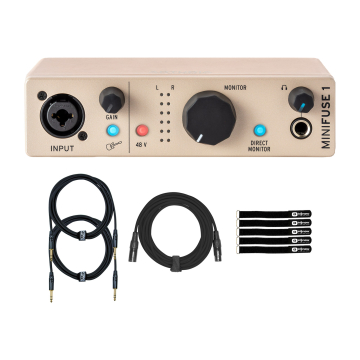 Arturia MiniFuse 1 Champagne Limited Edition Solo USB Audio Interface with Cables Package