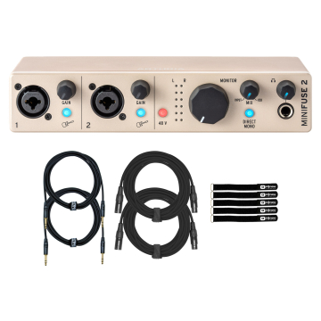 Arturia MiniFuse 2 Champagne Limited Edition Dual USB Audio Interface with Cables Package