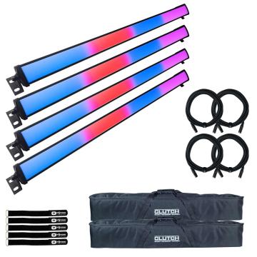 (4) Blizzard Lighting StormChaser Supercell 1-Meter LED Wash + Pixel Effect Bar Lights with Gear Carry Bags Package