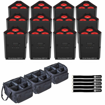 Chauvet DJ EZlink Wedge Q3BT ILS Triangular LED Wash Light 12-Pack with Bags Package