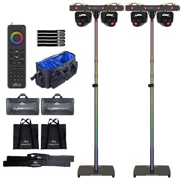 Chauvet DJ FLEXstand FX ILS Lighting Stand w/Built-in LED Strip 2-Pack with (2) GigBAR Bridge ILS Lighting Systems Package