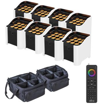 Chauvet DJ Freedom Par Q9 Quad-Color (RGBA) LED Uplights with White Sleeves & Bag Eight Package