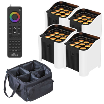 Chauvet DJ Freedom Par Q9 Quad-Color (RGBA) LED Uplights with White Sleeves & Bag Four Package
