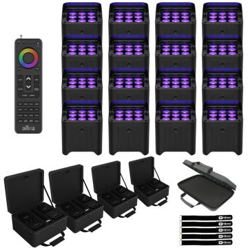 Chauvet DJ Freedom Par H9 IP X4 Complete Up-Lighting Kits with Handheld Remote Control & Utility Case Four Package