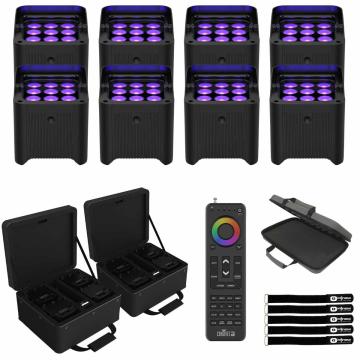 Chauvet DJ Freedom Par H9 IP X4 Complete Up-Lighting Kits with Handheld Remote Control & Utility Case Dual Package