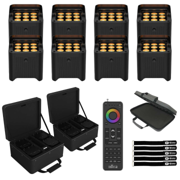 Chauvet DJ Freedom Par Q9 X4 Complete Up-Lighting Kits with Handheld Remote Control & Utility Case Dual Package