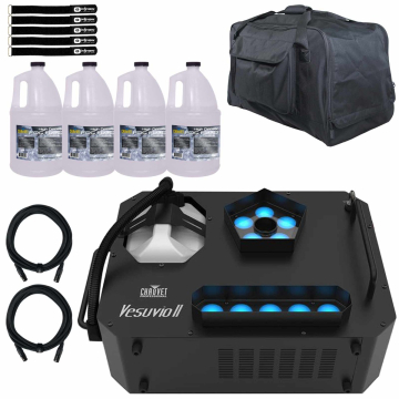 Chauvet Professional Vesuvio II LED Effect Fog Machine with Fog Fluid & Tote Bag Package