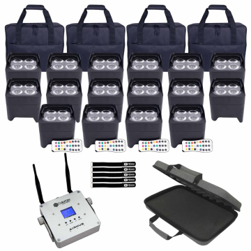 ColorKey CKW-6024 MobilePar Mini Hex 16-Pack with AirHub Wi-DMX Transceiver Bundle Package