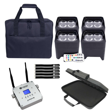ColorKey CKW-6024 MobilePar Mini Hex 4-Pack with AirHub Wi-DMX Transceiver Bundle Package
