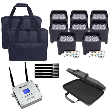 ColorKey CKW-6024 MobilePar Mini Hex 8-Pack with AirHub Wi-DMX Transceiver Bundle Package