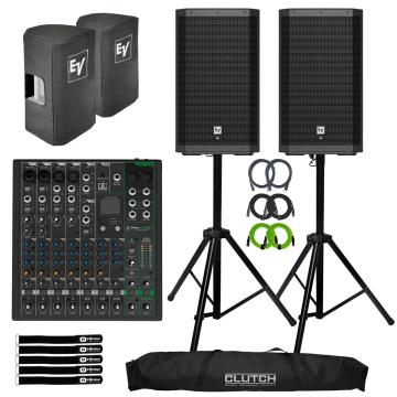 Electro-Voice ZLX-12P-G2-US 12" 2-Way Powered Speaker 2-Pack with Mackie ProFX10v3+ Mixer Package