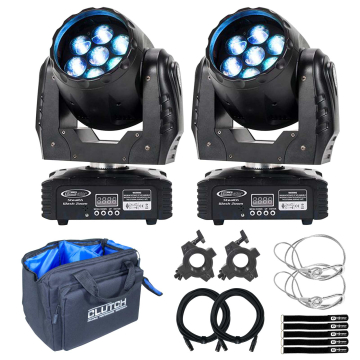 (2) Eliminator Lighting Stealth Wash Zoom Moving Heads with Utility Carrying Tote Bag Package