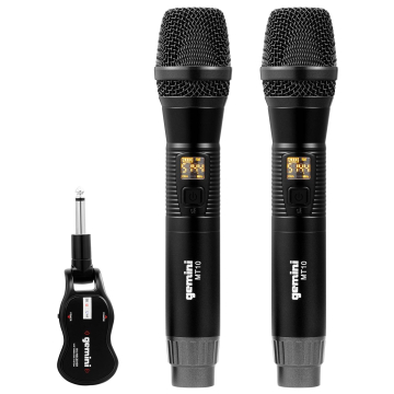 Gemini GMU-M200 Single Channel Dual UHF Metal Body Microphone with 1/4" Rechargeable Dongle Reciever