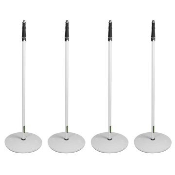 Gravity GMS23W Microphone Stand with Round Base in White 4-Pack