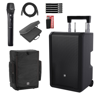 LD Systems ANNY 10 HHD B5.1 (USA Version) 10" Portable PA System w/1x Wireless Handheld Microphone with Cover & Case Package