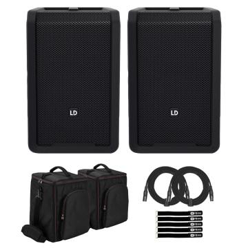 LD Systems ANNY 8 (USA Version) Portable Bluetooth PA Loudspeaker Black 2-Pack with Backpacks Package