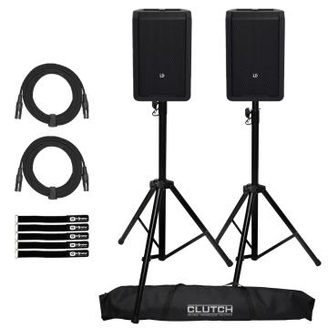 LD Systems ANNY 8 (USA Version) Portable Bluetooth PA Loudspeaker Black 2-Pack with Tripod Stands Package