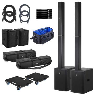 LD Systems MAUI 28 G3 Black Compact Cardioid Powered Column PA Systems with Tote Bags & Covers Dual Package