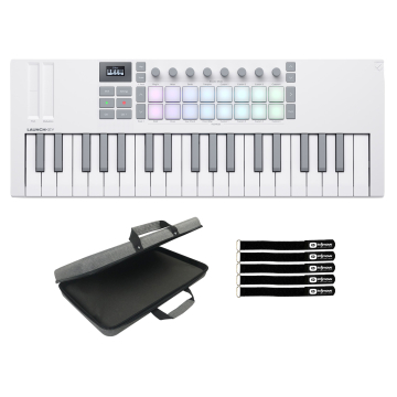 Novation Launchkey Mini 37 MK4 White 37-Note Mini Controller Keyboard with Case Package