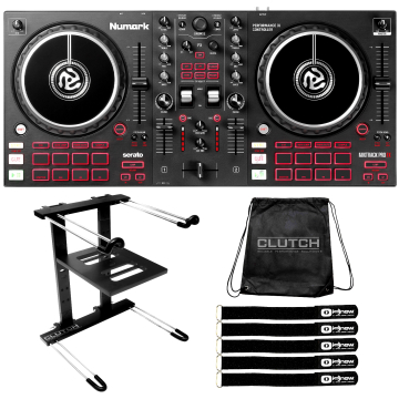 Numark Mixtrack Pro FX 2-Deck DJ Controller with Black Professional Laptop Stand Package