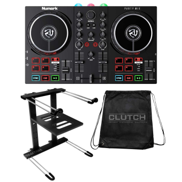 Numark Party Mix II DJ Controller with Professional Black Laptop Stand Package