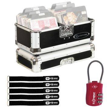 Odyssey K45120BLK Krom Series in Black & Chrome 7" Vinyl / Utility Case with Red TSA Combination Lock Package