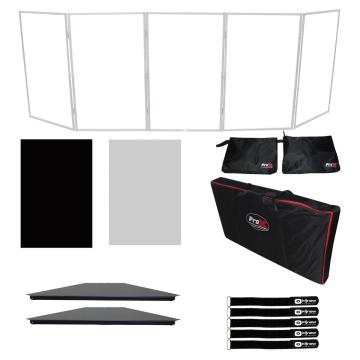 ProX XF-5X3048W White Aluminum 5 Panel Scrim Facade Frontboard with Black Aluminum Corner Shelves Package