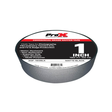 ProX XGF-160BLK 1" Commercial Grade Matte Gaffer Tape 180FT 60YD - Black