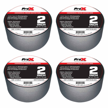 ProX XGF-212BLK 36FT 2" Commercial Grade Matte Black Gaffer Tape 4 Package